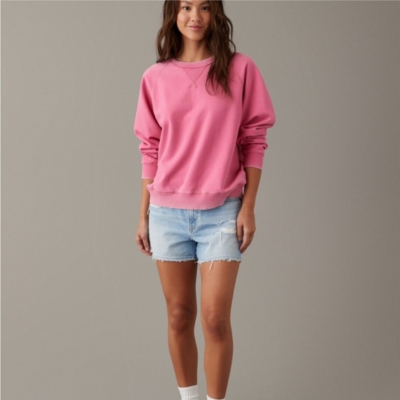 American Eagle Lived In Sunday Funday Crewneck Pink Sweatshirt W-978 Sz L - Picture 2 of 11